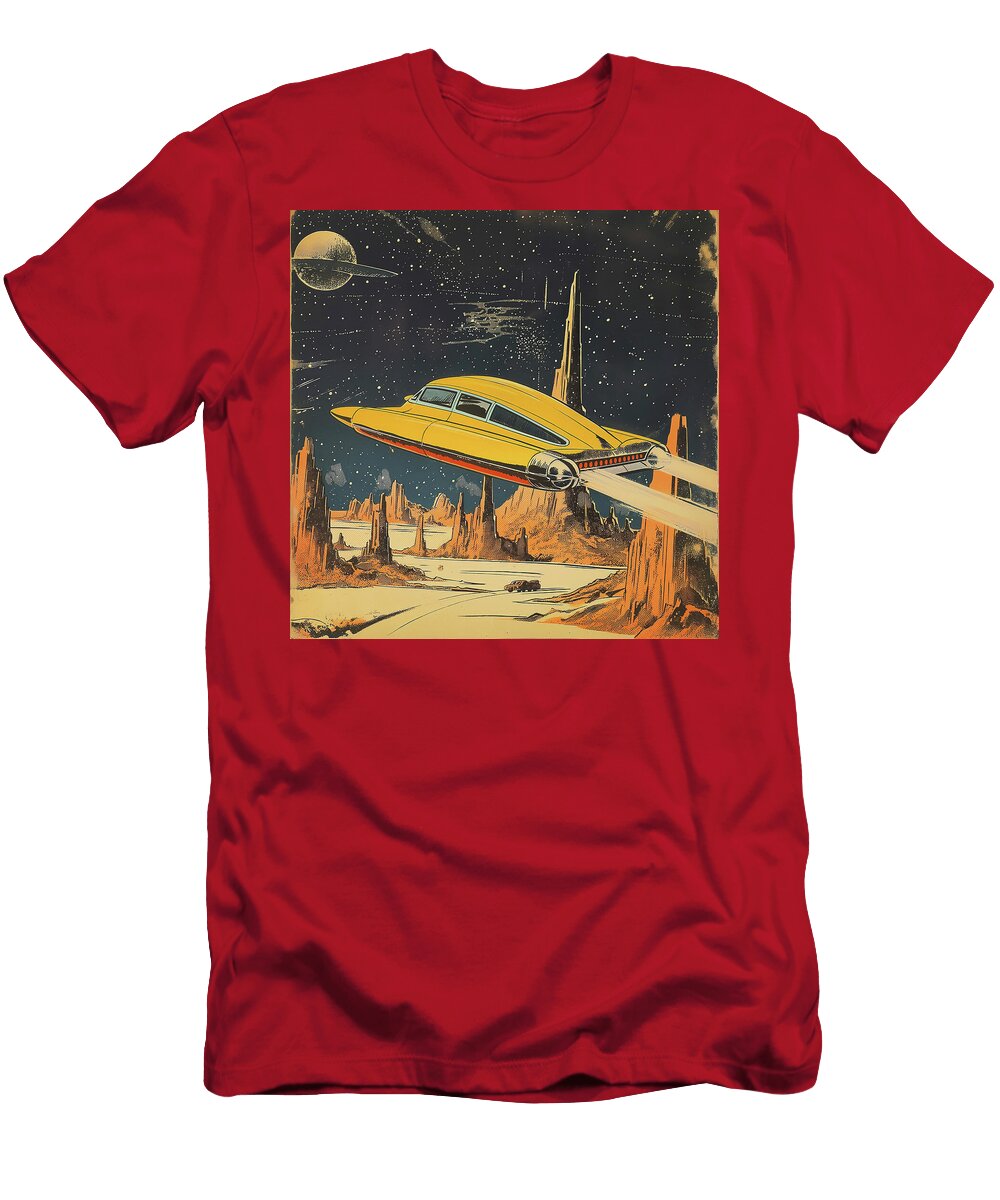 Flying Space Car on Mars Comic Book Panel 114 Mad Paperairplanes T-Shirt