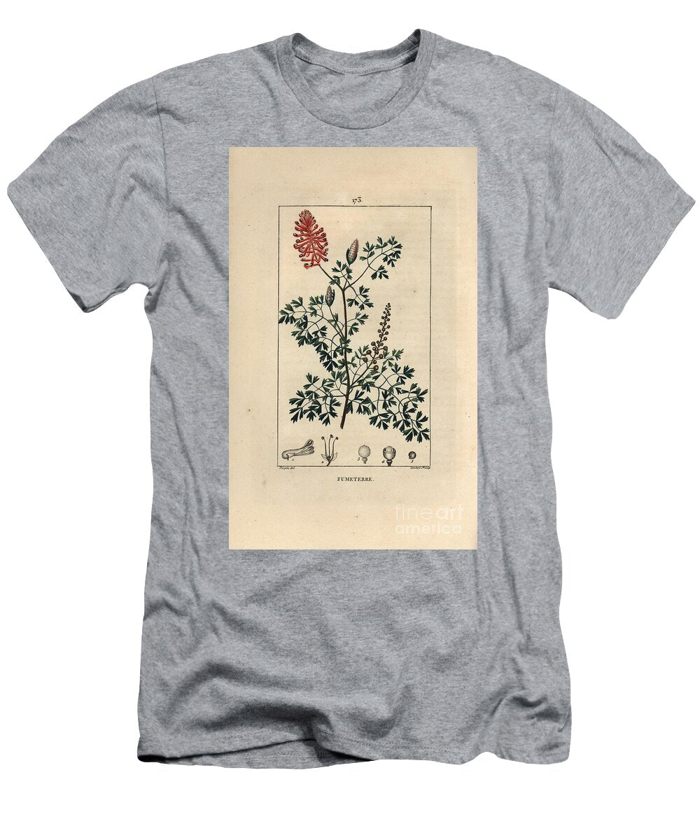 Fumeterre Officinale or Foot De Celine Fumitory Fumaria Officinalis Showing Flowers Leaves and Seeds Pierre Jean Francois Turpin T-Shirt