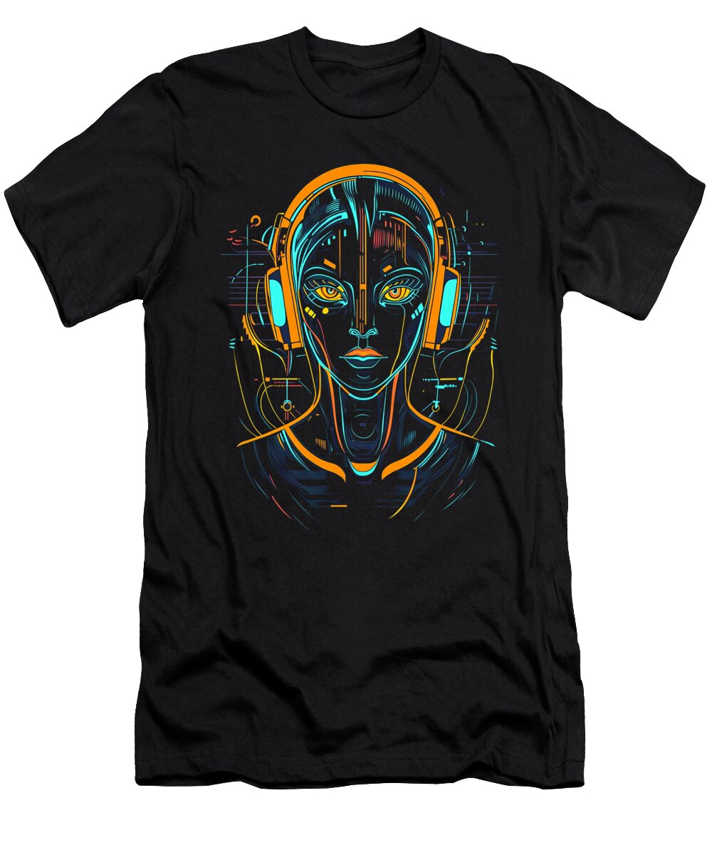 Futuristic Headphone Wearing Cyborg John Lutheran T-Shirt
