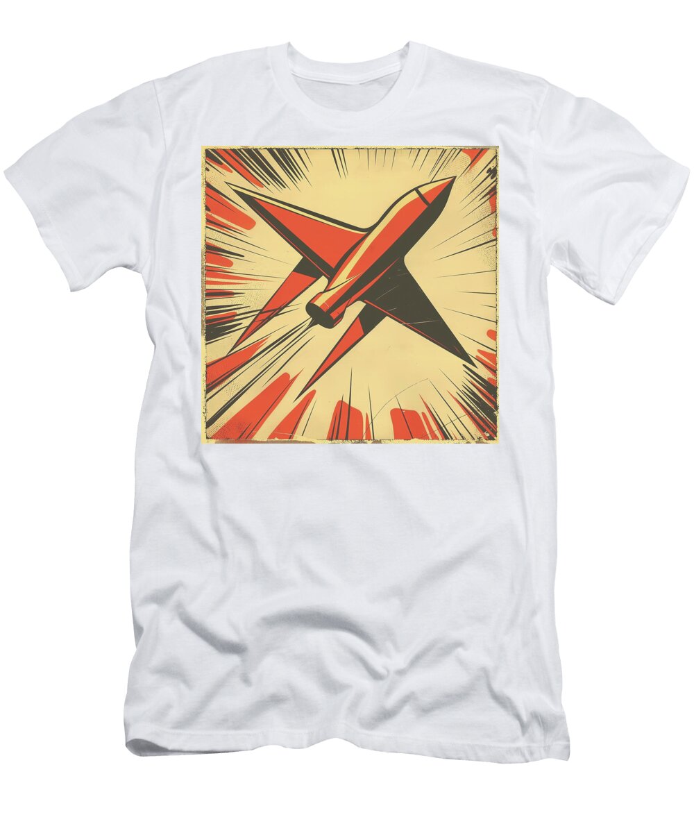 Futuristic Jet Airplane Comic Book Panel 113 Mad Paperairplanes T-Shirt