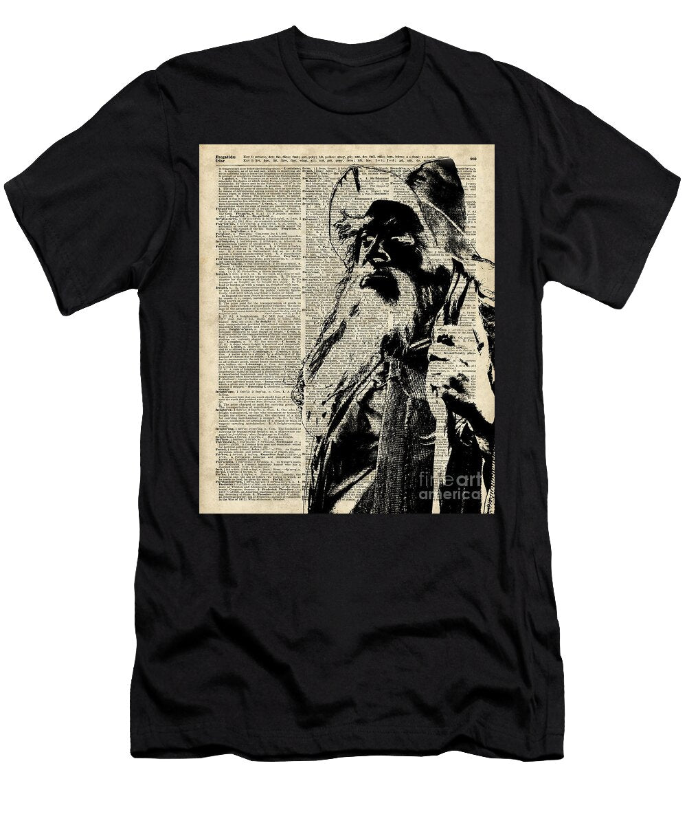 Gandalf Wizard Over Vintage Encyclopedia Book Pagelord of the Ringshobbittolkien Jacob Kuch T-Shirt