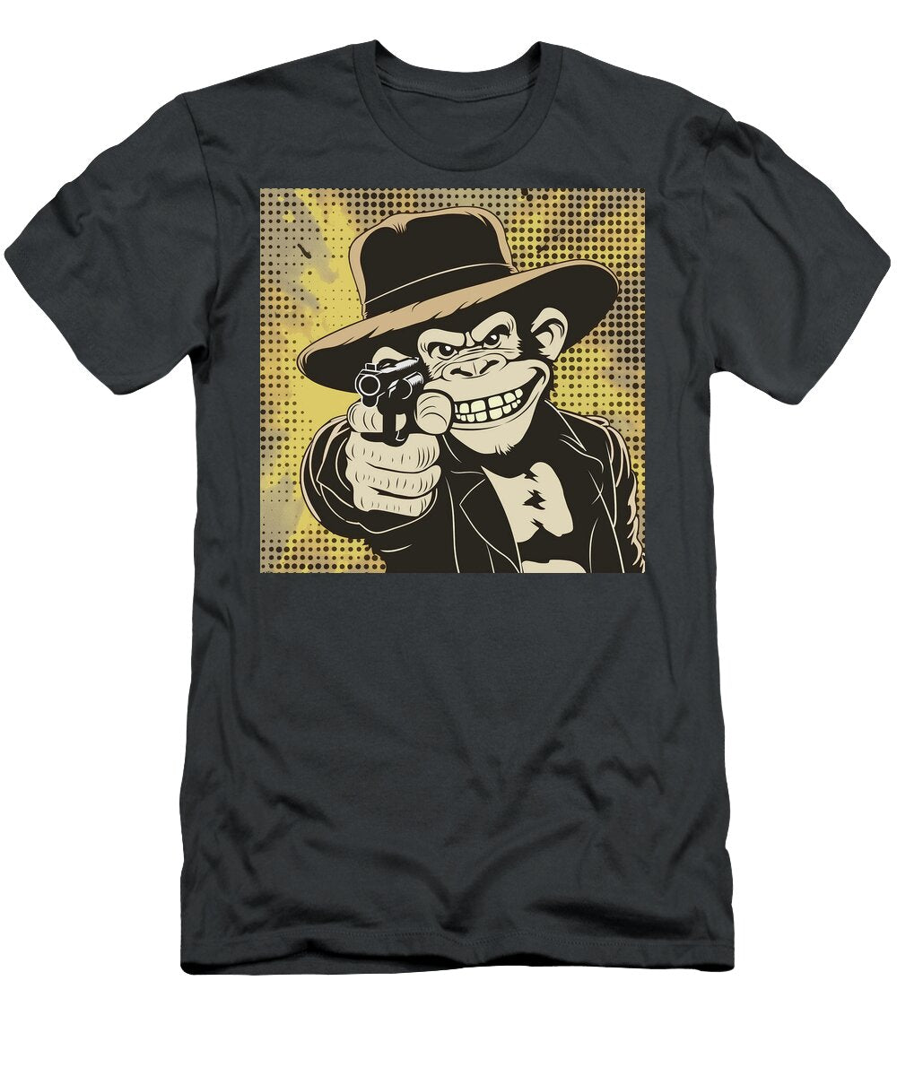 Gangster Monkey with a Handgun Comic Book Panel 101 Mad Paperairplanes T-Shirt