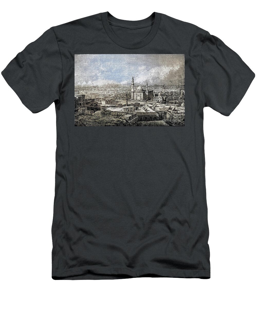 General View of Cairo with the Pyramids in the Distance M2 Historic Illustrations T-Shirt