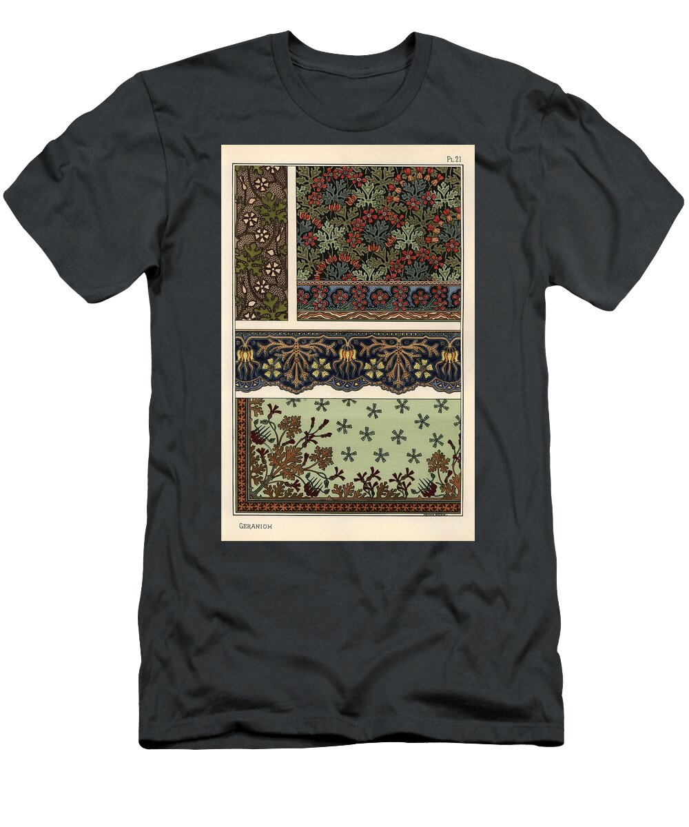 Geranium Motif in Wallpaper Border and Fabric Patterns Album T-Shirt