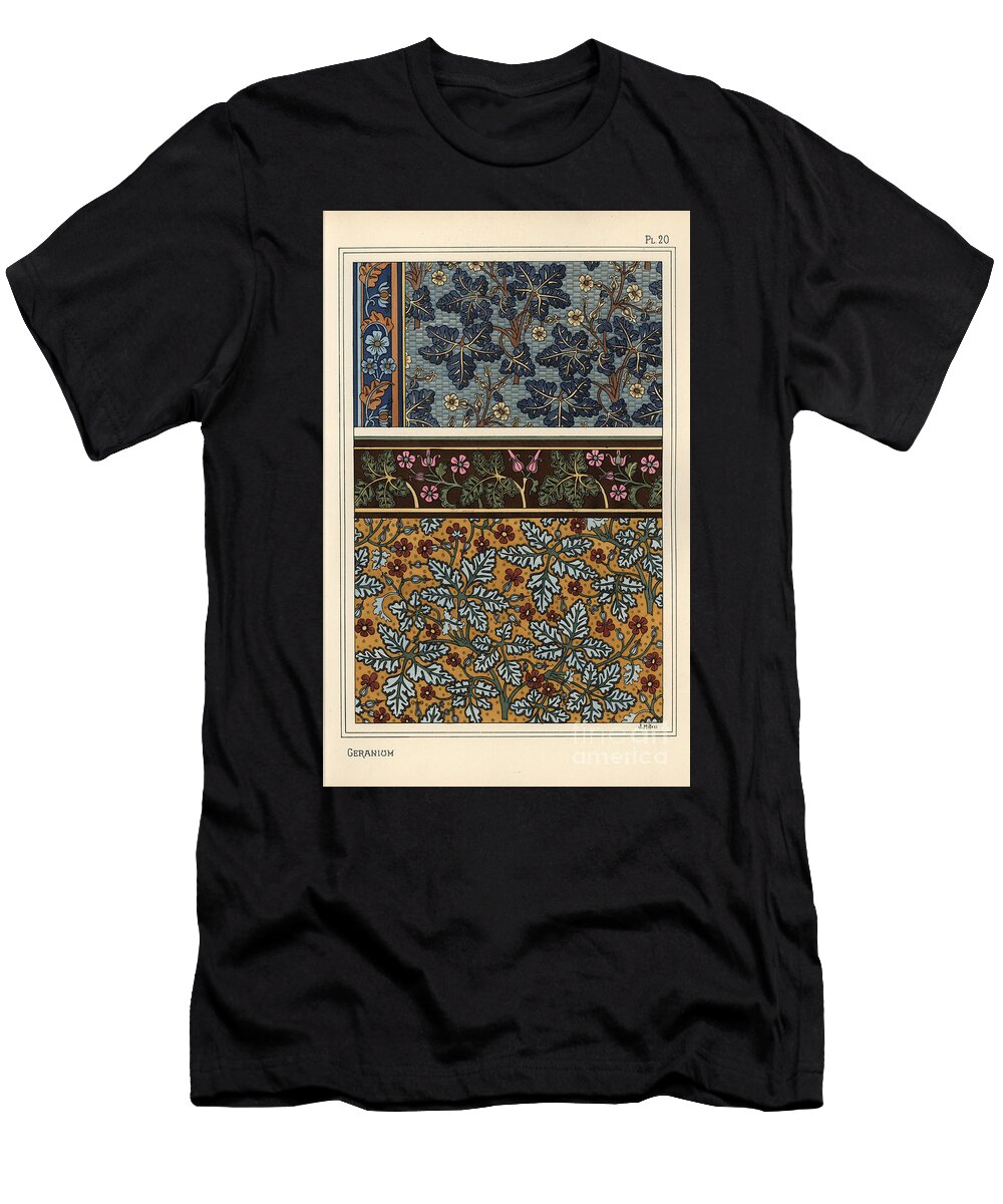 Geranium Motifs in Patterns for Wallpaper and Fabric 1897 Lithograph Eugene Grasset T-Shirt