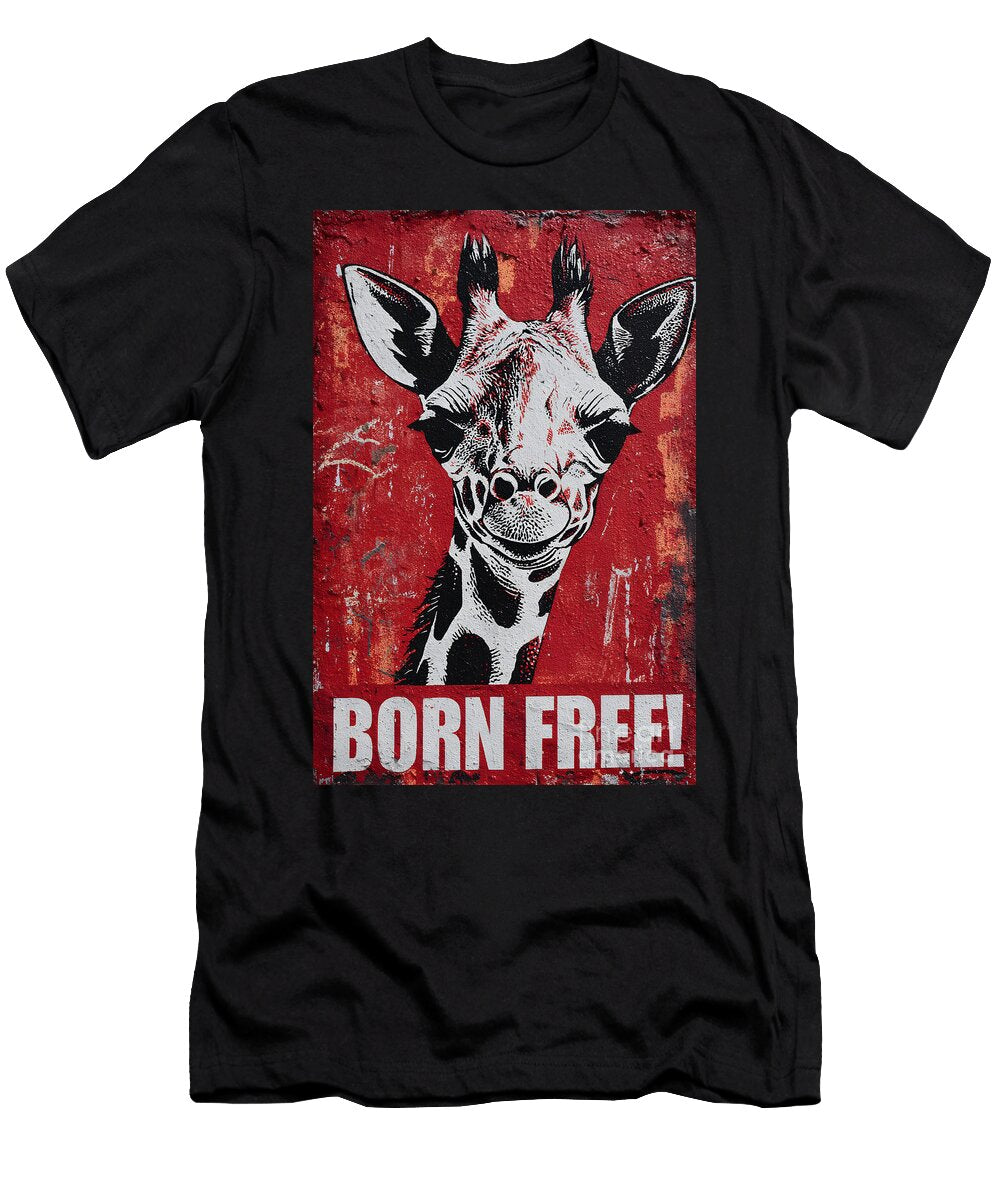 Giraffe on Red Urban Graffiti Olfactoart Studio T-Shirt