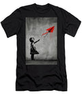 Girl Reaching for Red Paper Airplane Kevin Walker and Pixel Reverie T-Shirt