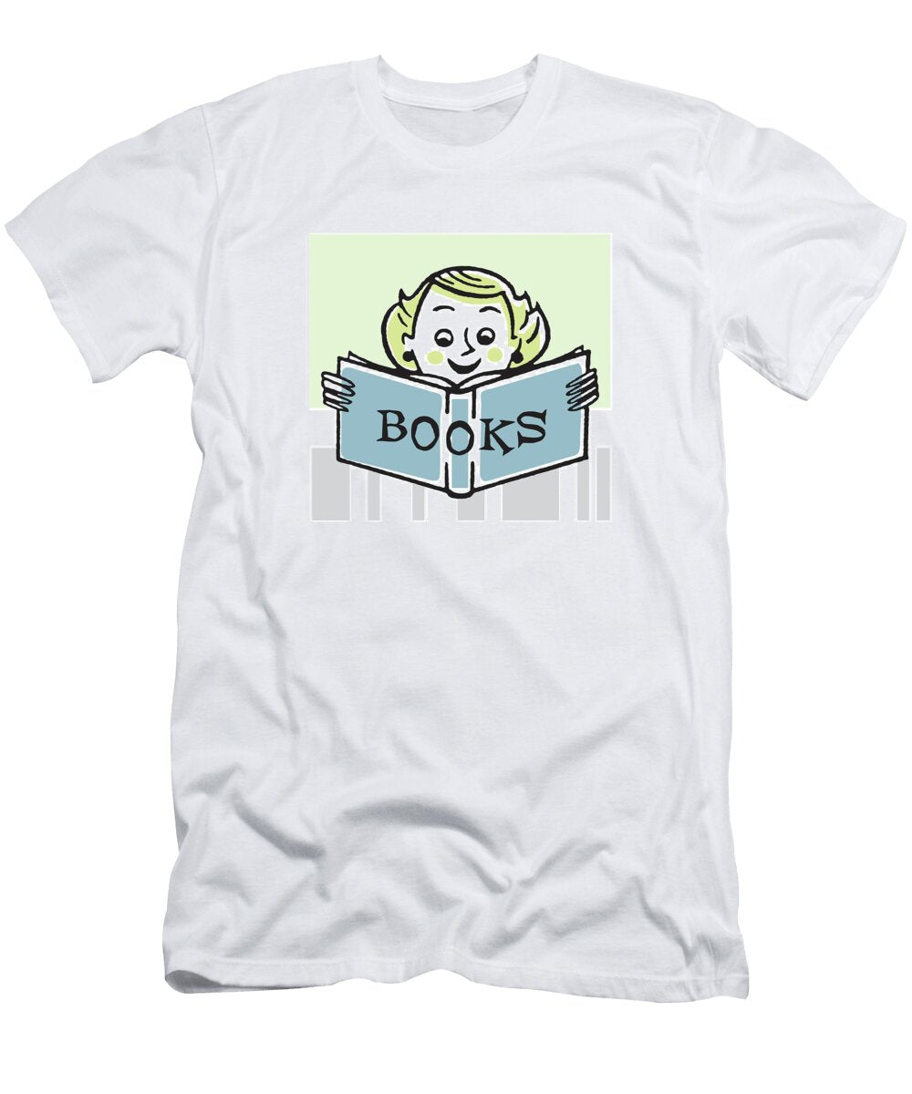 Girl with Large Book Csa Images T-Shirt