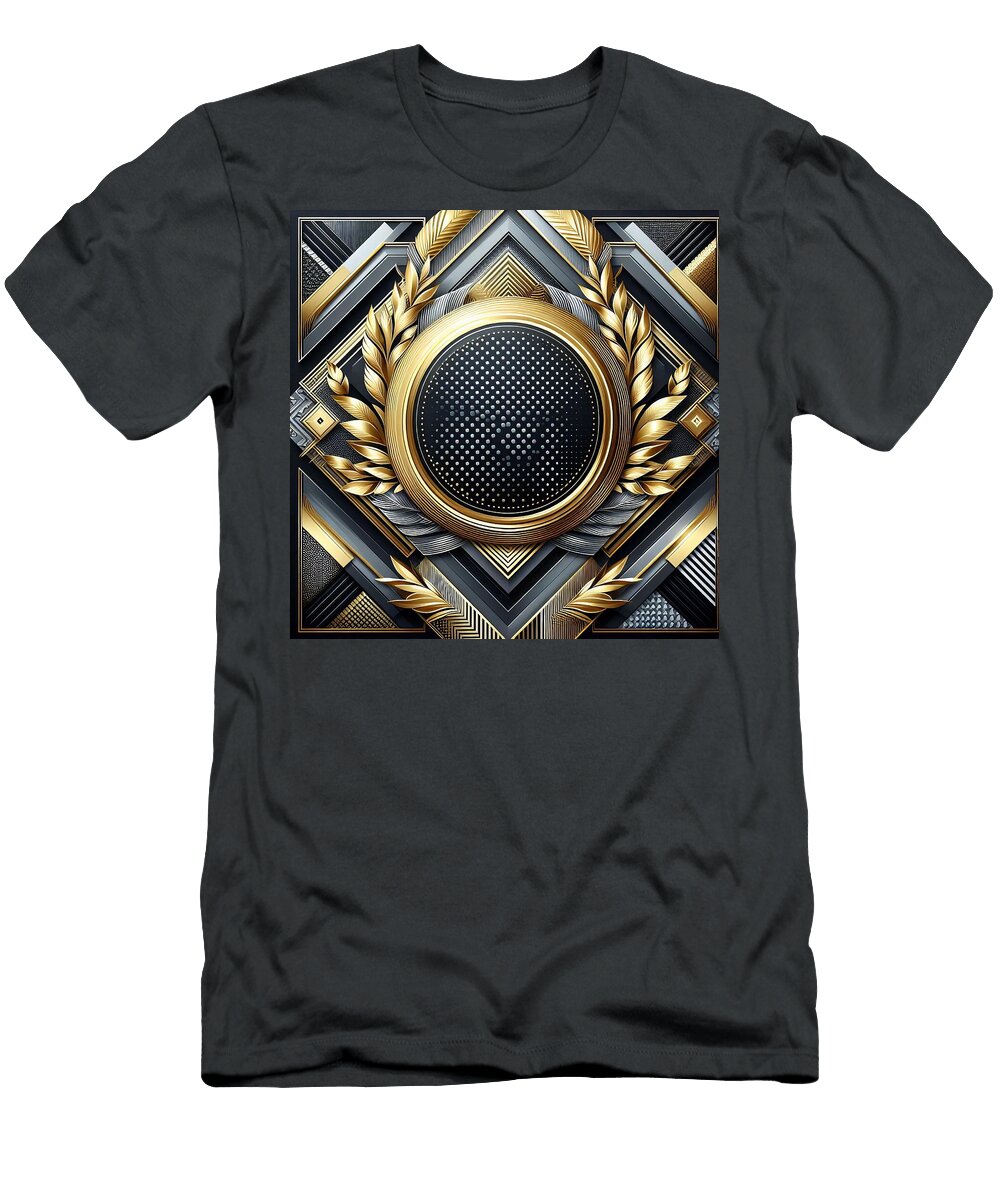 Gold and Silver Halftone Pattern on Geometric Black Background Talha Khan T-Shirt