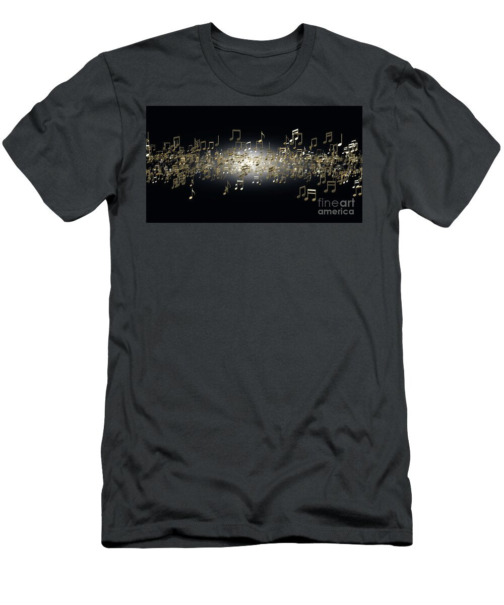 Gold Musical Notes Floating Allan Swart T-Shirt