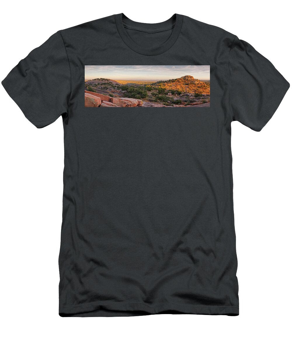 Golden Hour Light Settling on the Landscape of Enchanted Rock Fredericksburg Texas Hill Country Silvio Ligutti T-Shirt