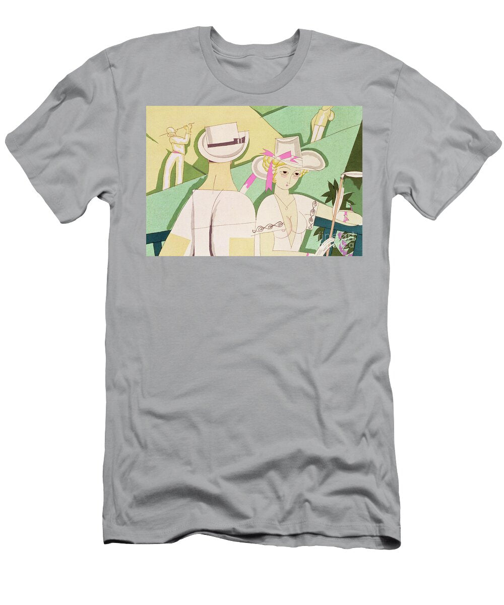 Golfing C1920 Stencil on Paper Charles Martin T-Shirt