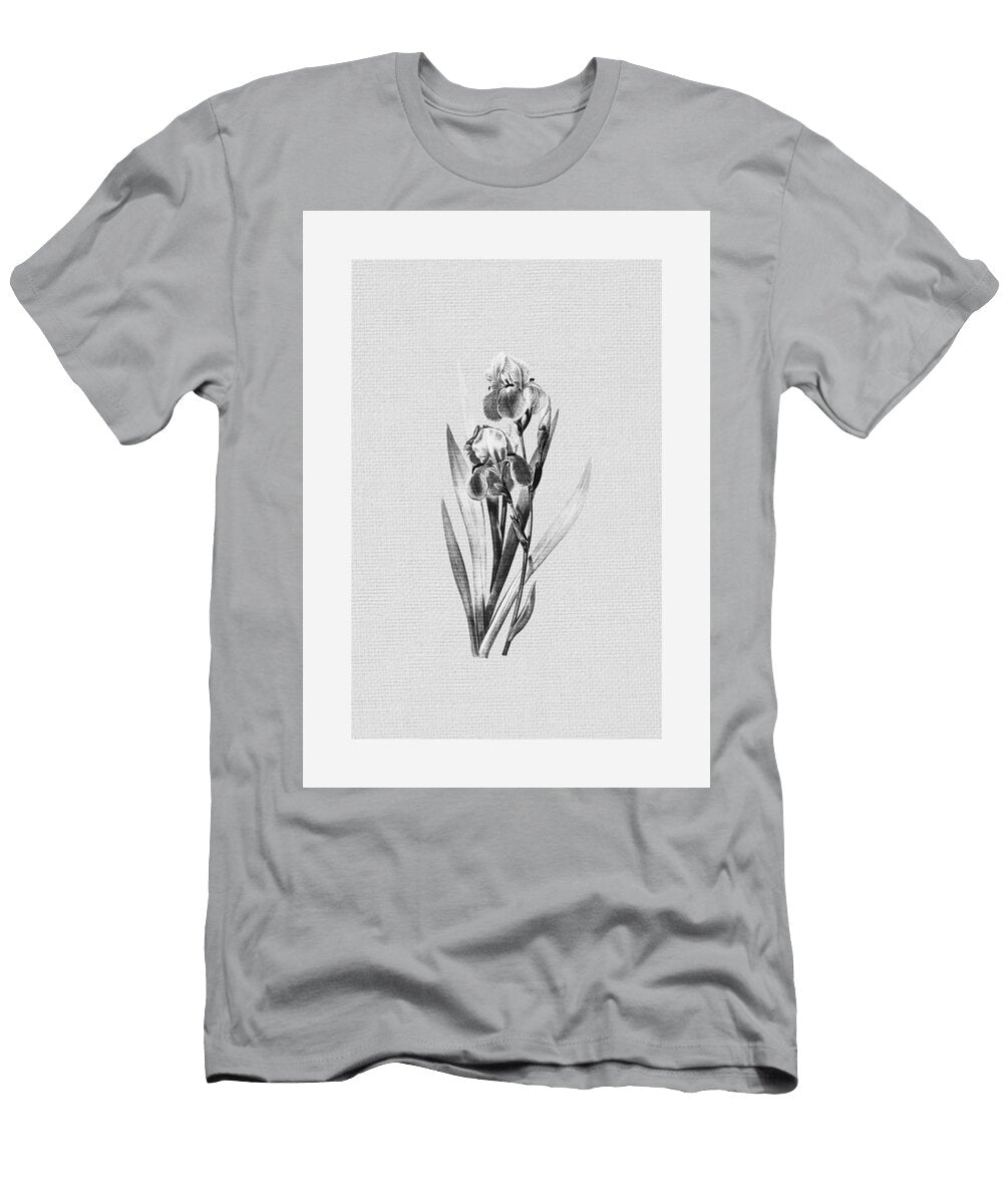 Graceful Iris Blooms in Monochrome Yulia Vertash T-Shirt