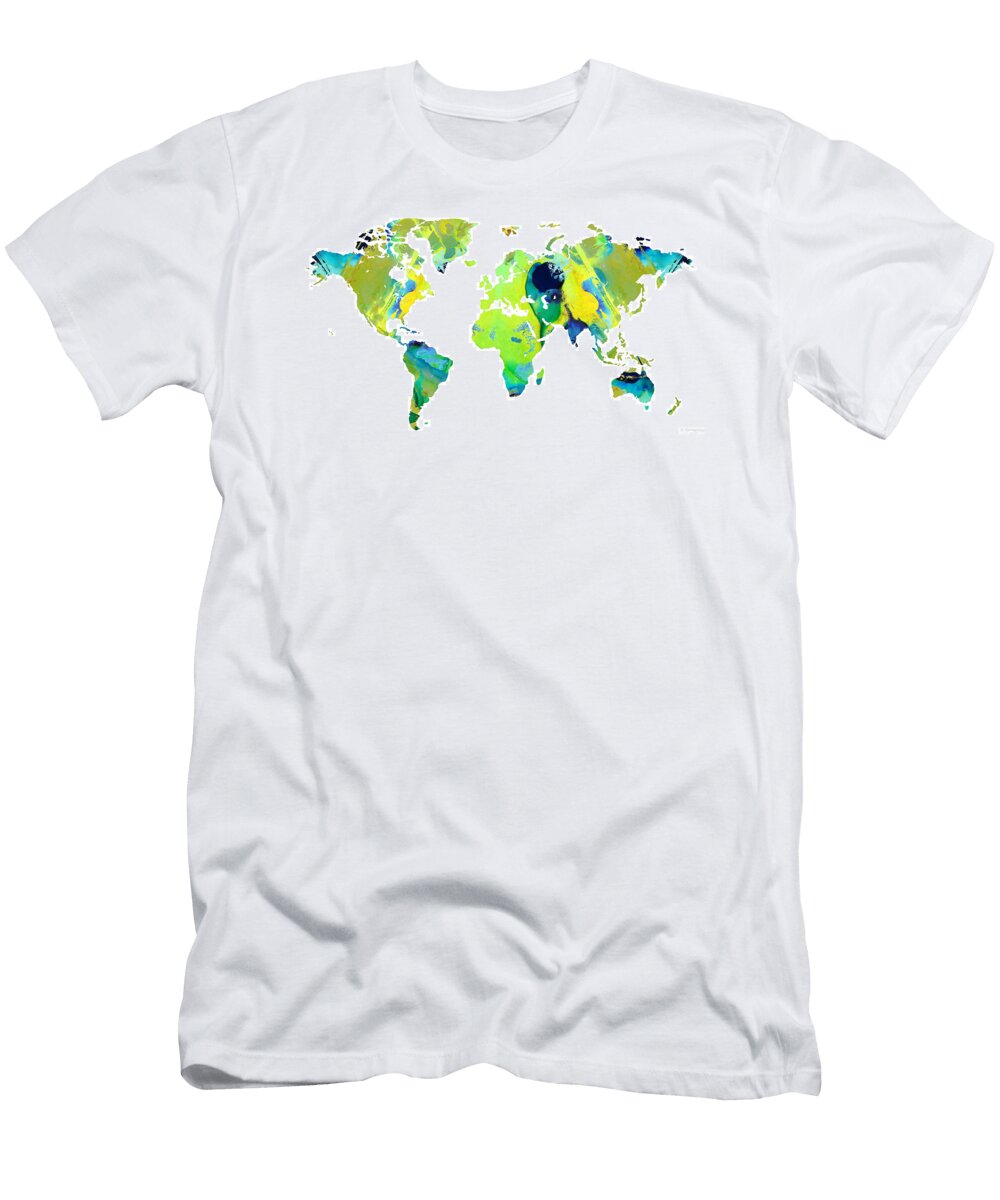 Green World Map 29 Sharon Cummings Sharon Cummings T-Shirt