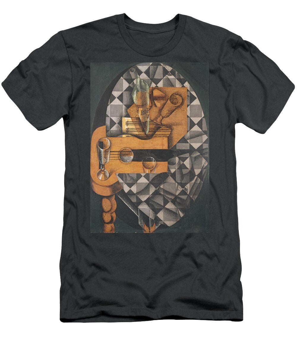 Guitar Bottle and Glass 1914 Pasted Papers Gouache Crayon on Canvas Juan Gris T-Shirt
