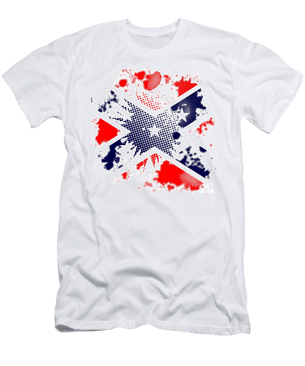 Halftone Grunge Confederate Flag Background Bigalbaloo Stock T-Shirt