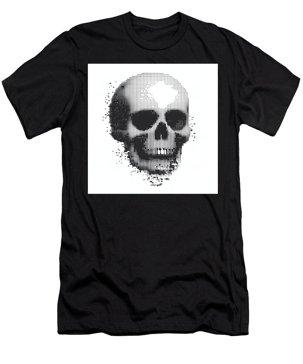 Halftone Skull Dissolving Into Particles Zacy Scared T-Shirt