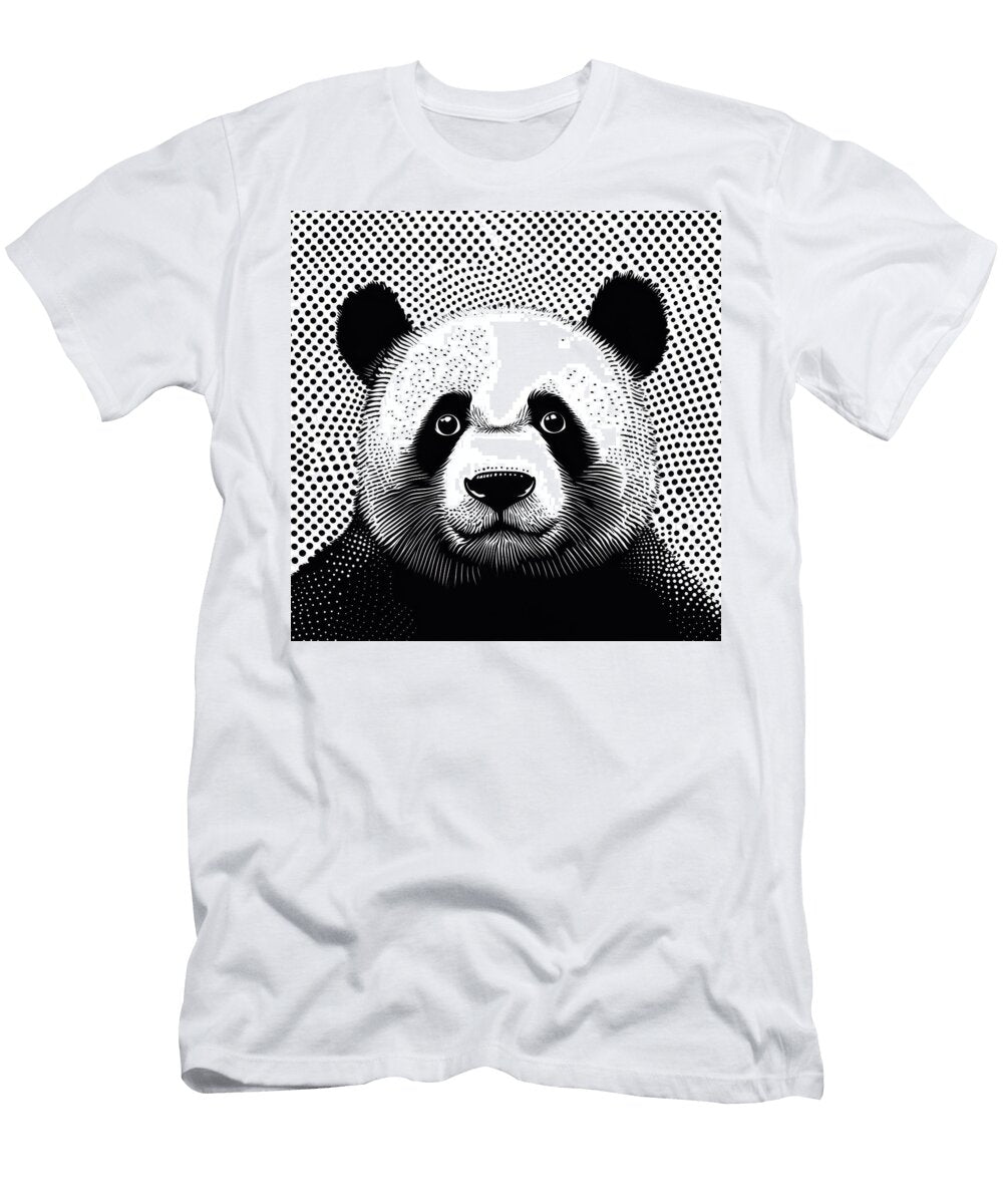 Halftone Stylized Portrait of a Giant Panda Kristy San T-Shirt