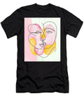 Hand Drawn Line Art Kiss Art Print Couple Kiss Illustration Romantic Wall Art Kissing Mounir Khalfouf T-Shirt