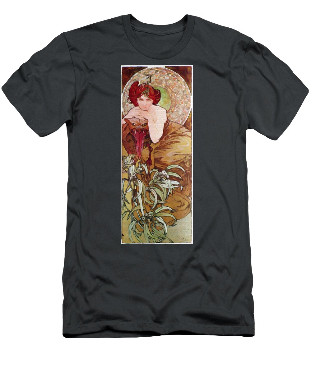 Hand Painted Litho Reproduction Enhanced of Frau Jugendstil Kunst Art Nouveau 10 Tony Rubino T-Shirt