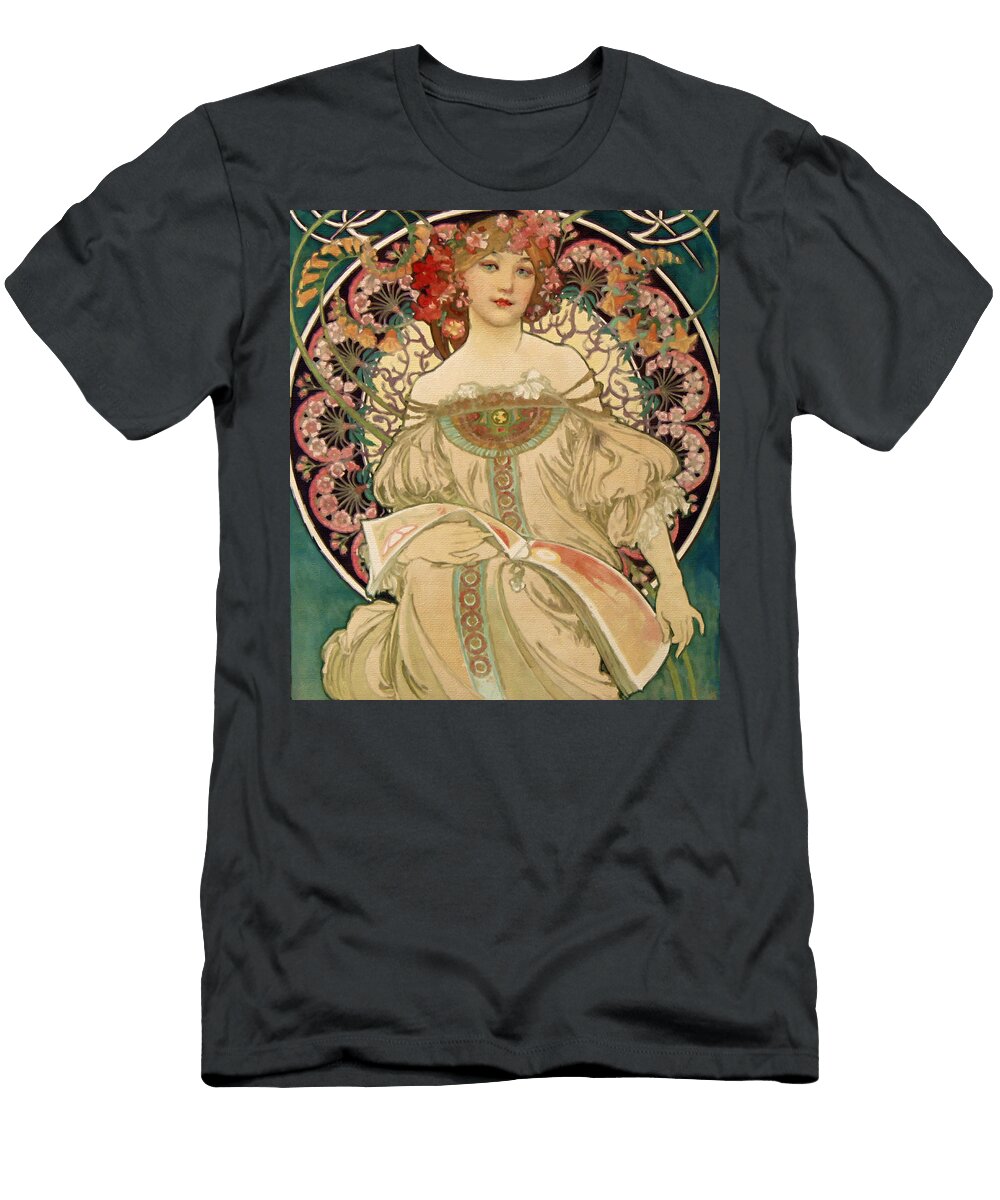 Hand Painted Litho Reproduction Enhanced of Frau Jugendstil Kunst Art Nouveau 9 Tony Rubino T-Shirt