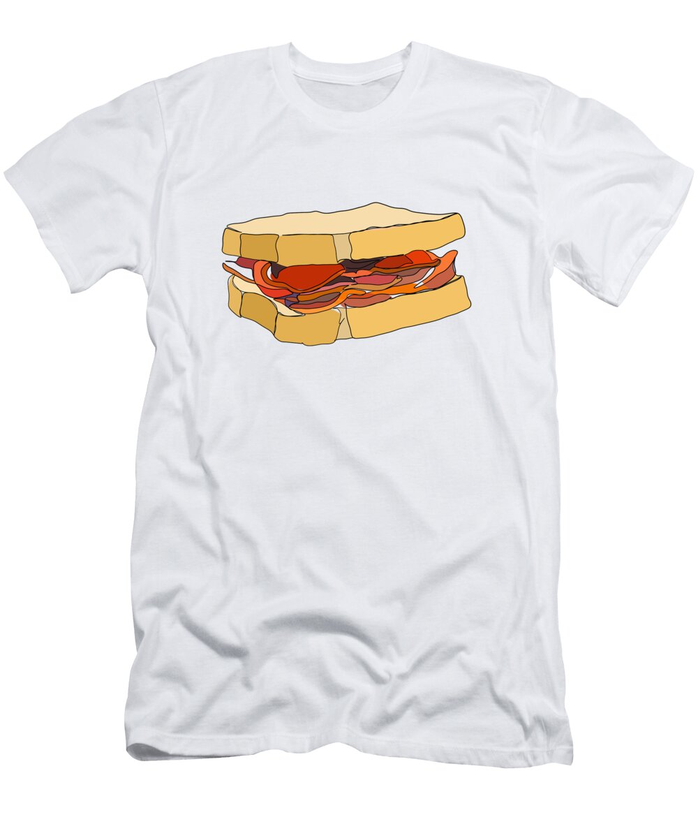 Handdrawn Crispy Bacon Sandwich Food Art Dan Painter T-Shirt