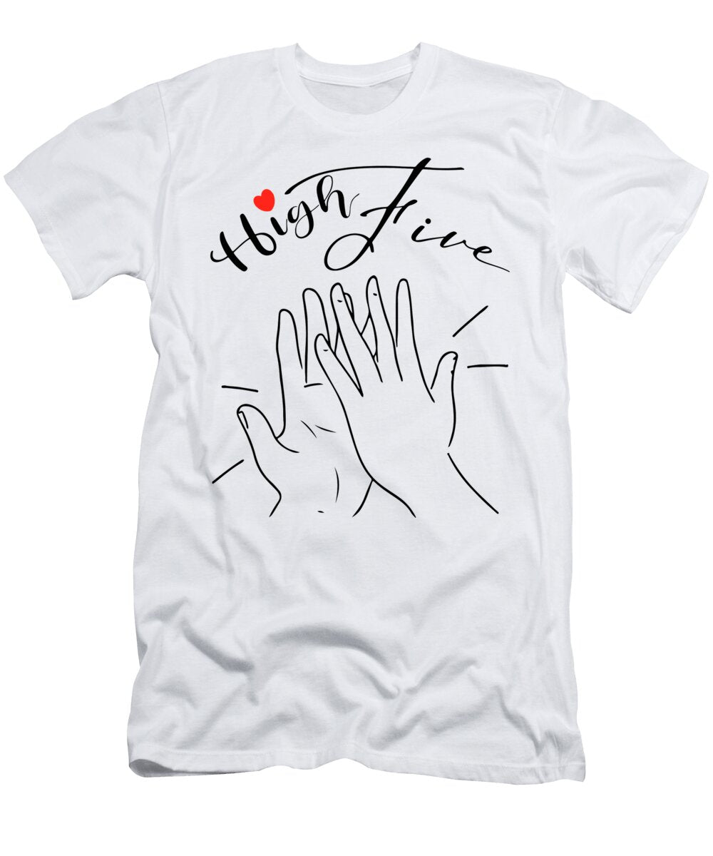 Happy Couple Making High Five Gesture High Five Minimal Illustration Hands Gesture Drawing No 1 2 Mounir Khalfouf T-Shirt