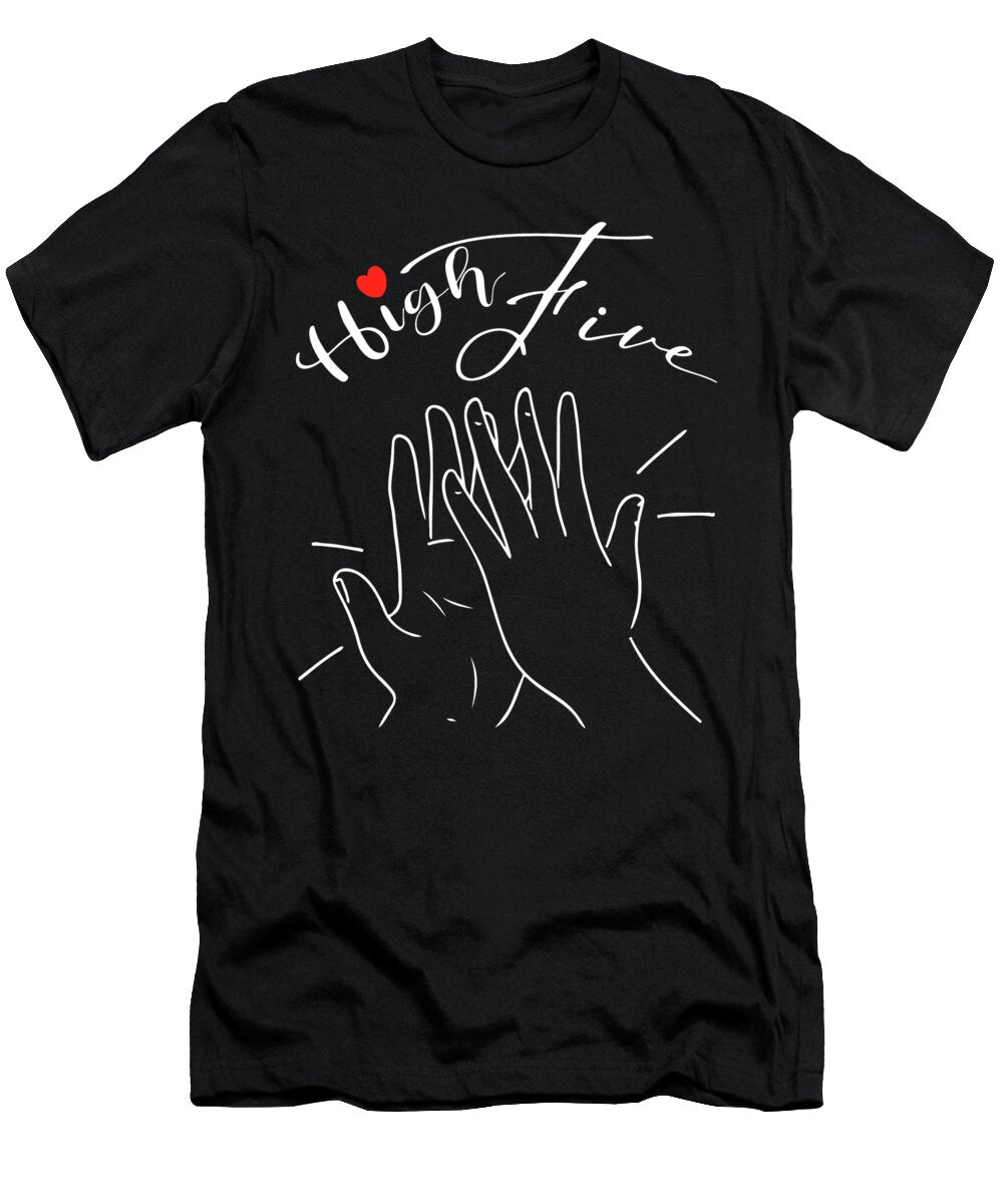 Happy Couple Making High Five Gesture High Five Minimal Illustration Hands Gesture Drawing No 2 2 Mounir Khalfouf T-Shirt