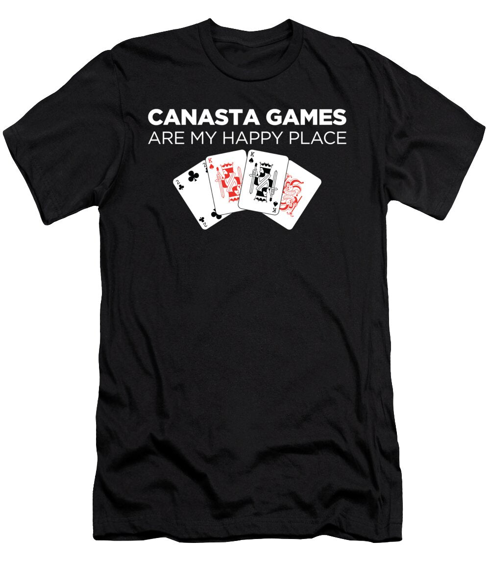 Happy Place Funny Card Playing Canasta Graphic Jacob Hughes T-Shirt