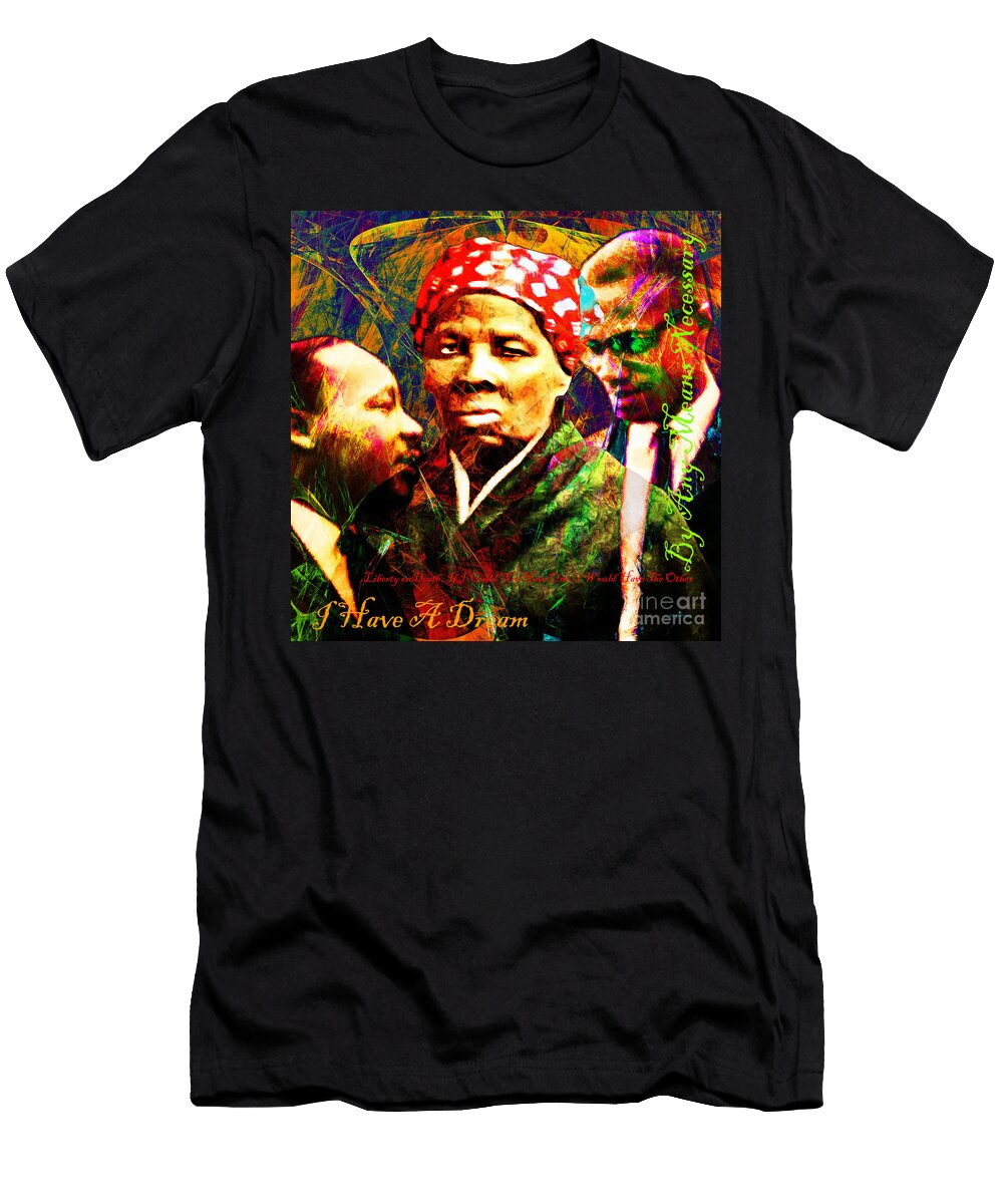 Harriet Tubman Martin Luther King Jr Malcolm X 20160421 Square W Wingsdomain Art and Photography T-Shirt