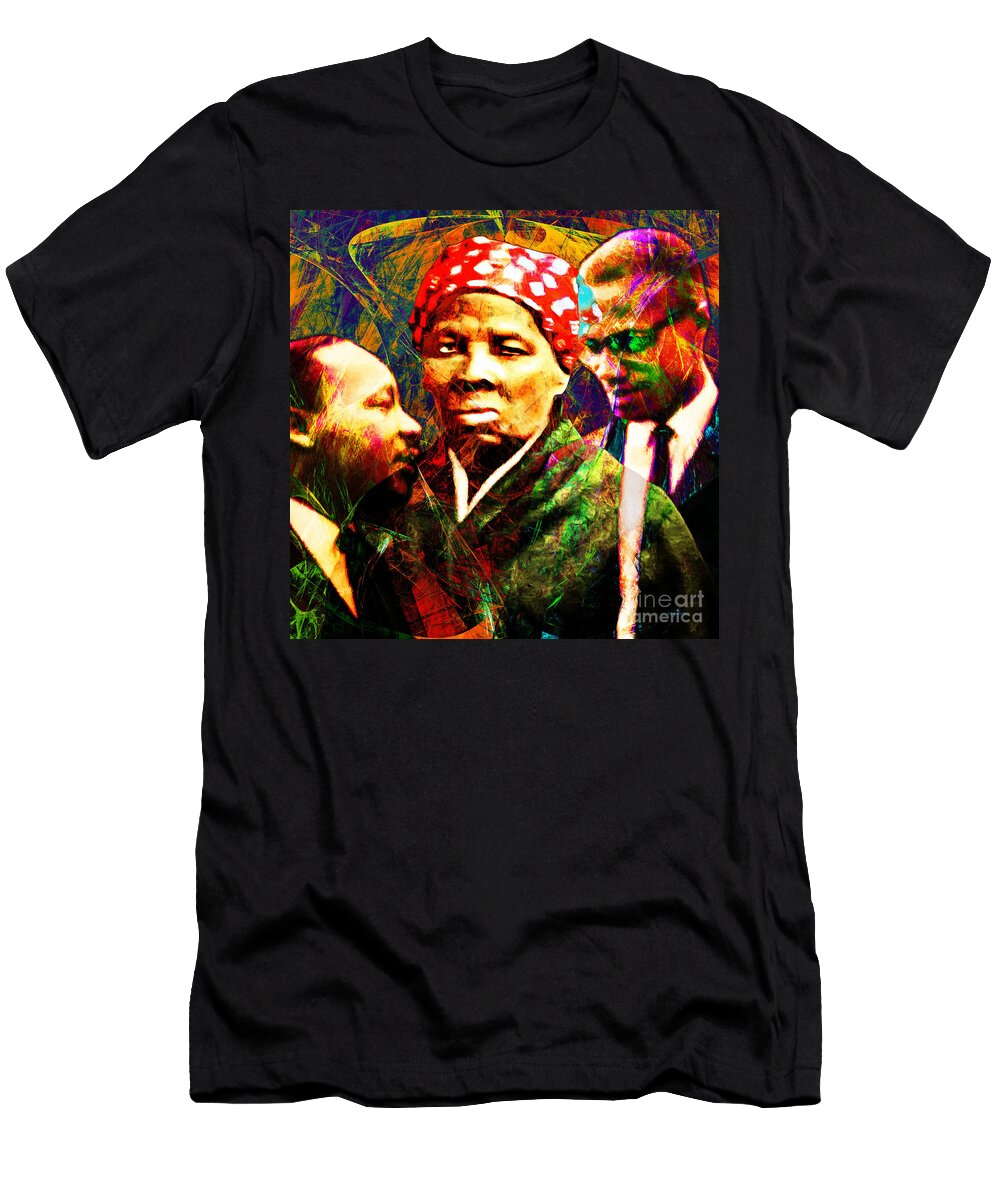 Harriet Tubman Martin Luther King Jr Malcolm X 20160421 Square Wingsdomain Art and Photography T-Shirt