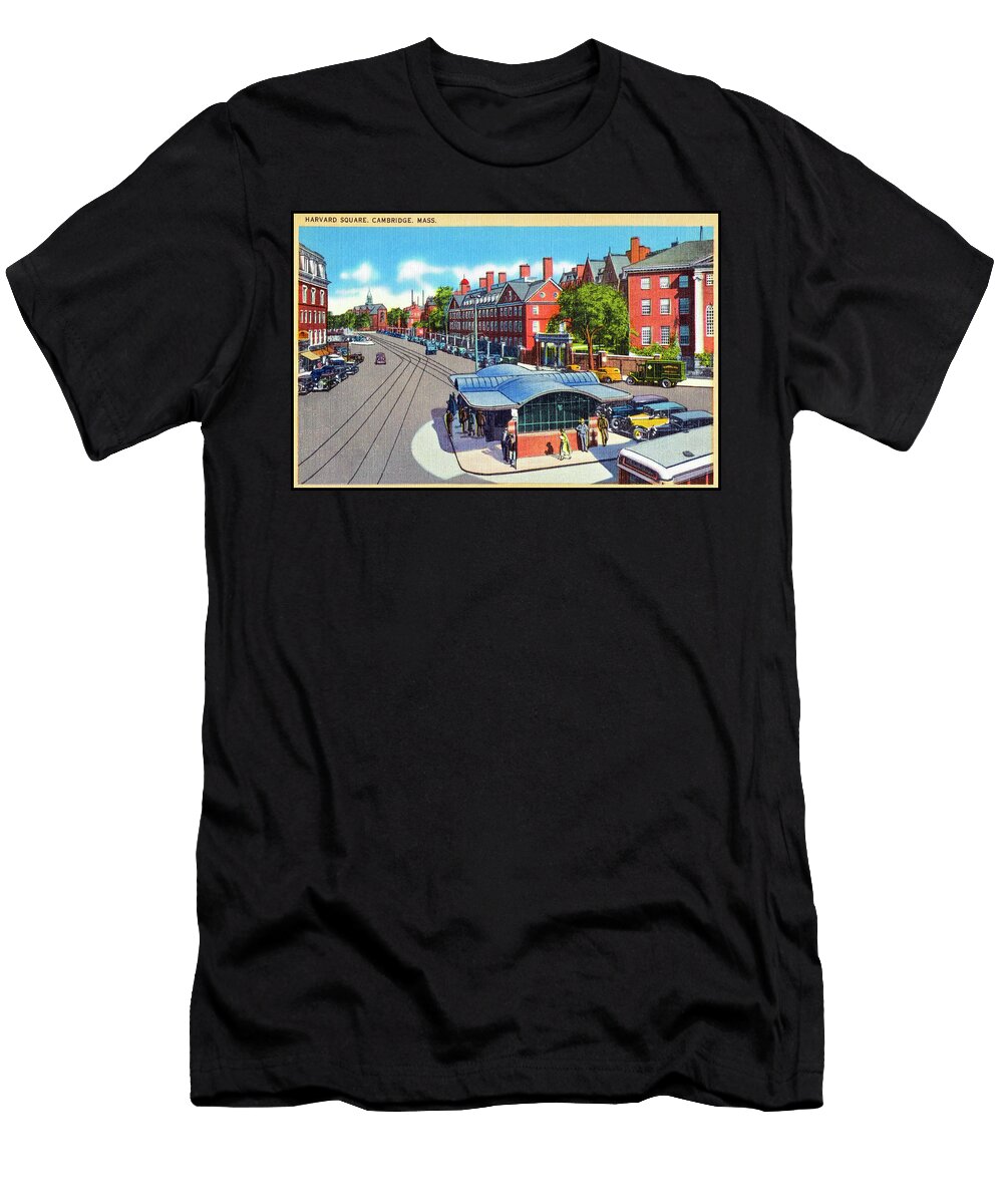 Harvard Square Cambridge Massachusetts Retro Vintage Poster Carol Japp T-Shirt