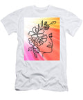 Head of Flowers Wall Art Woman Line Drawing Line Art Flower Head Minimal Line Art Woman Flower Head Mounir Khalfouf T-Shirt