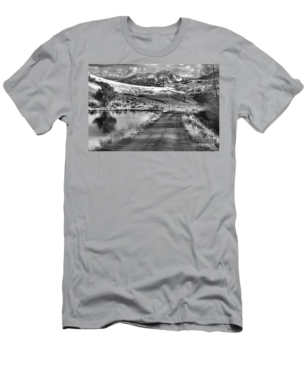 Headed to the Yellowstone Forever Overlook Campus Black and White Adam Jewell T-Shirt