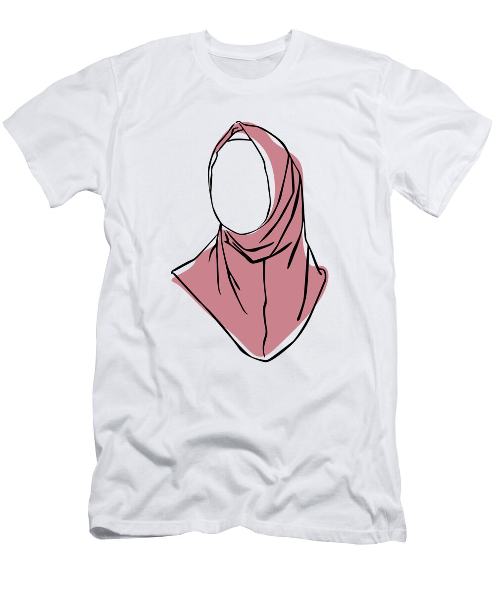 Hijab Woman 04 Single Line Art Colored Set Mounir Khalfouf T-Shirt