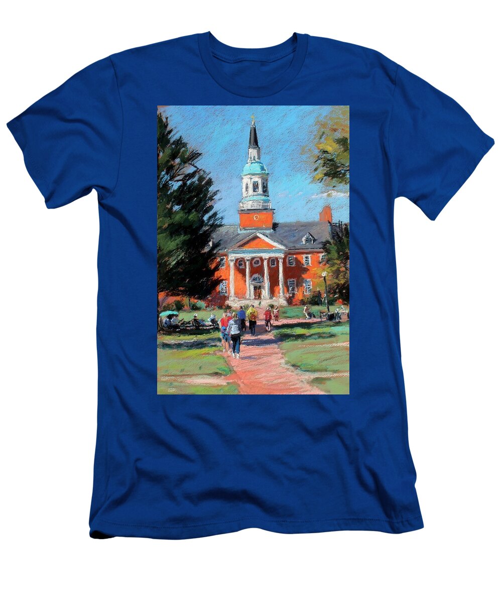 Historic Campus Building with Steeple Canvas College Hollie Love T-Shirt