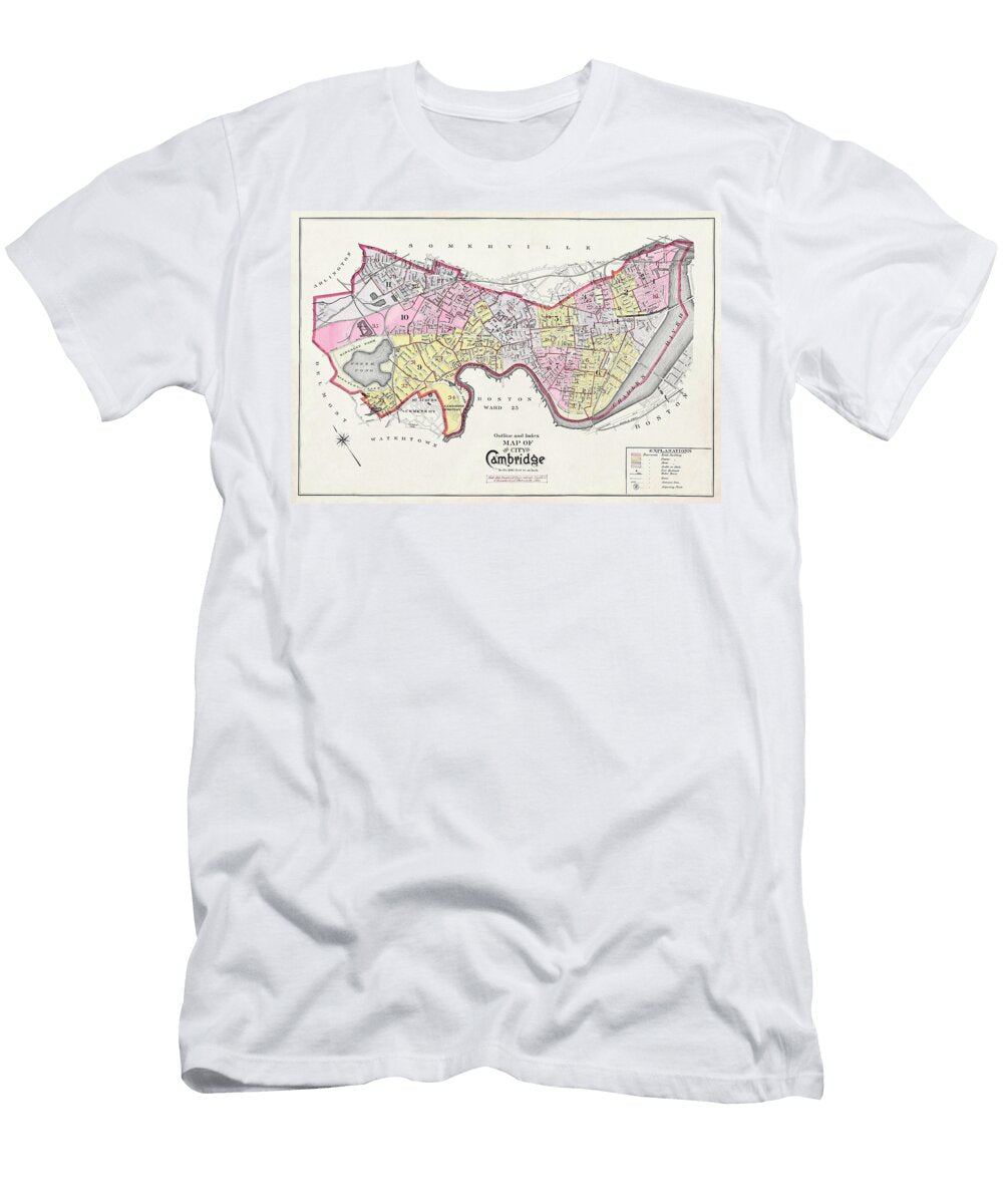 Historical Map City of Cambridge Massachusetts 1903 Carol Japp T-Shirt