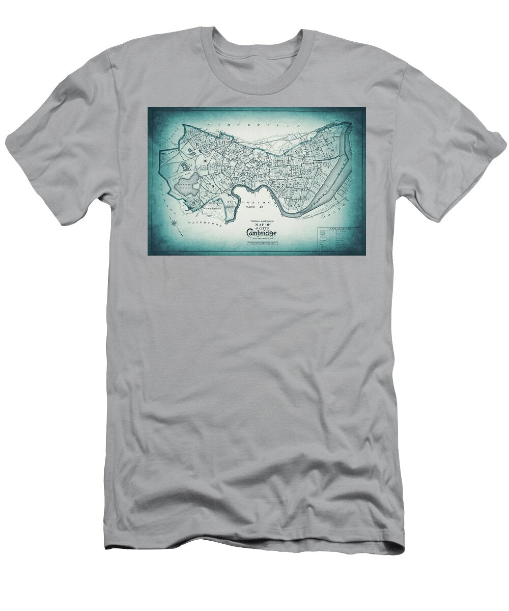 Historical Map City of Cambridge Massachusetts 1903 Cool Blue Carol Japp T-Shirt