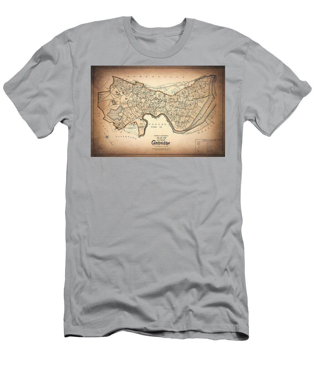 Historical Map City of Cambridge Massachusetts 1903 Sepia Carol Japp T-Shirt