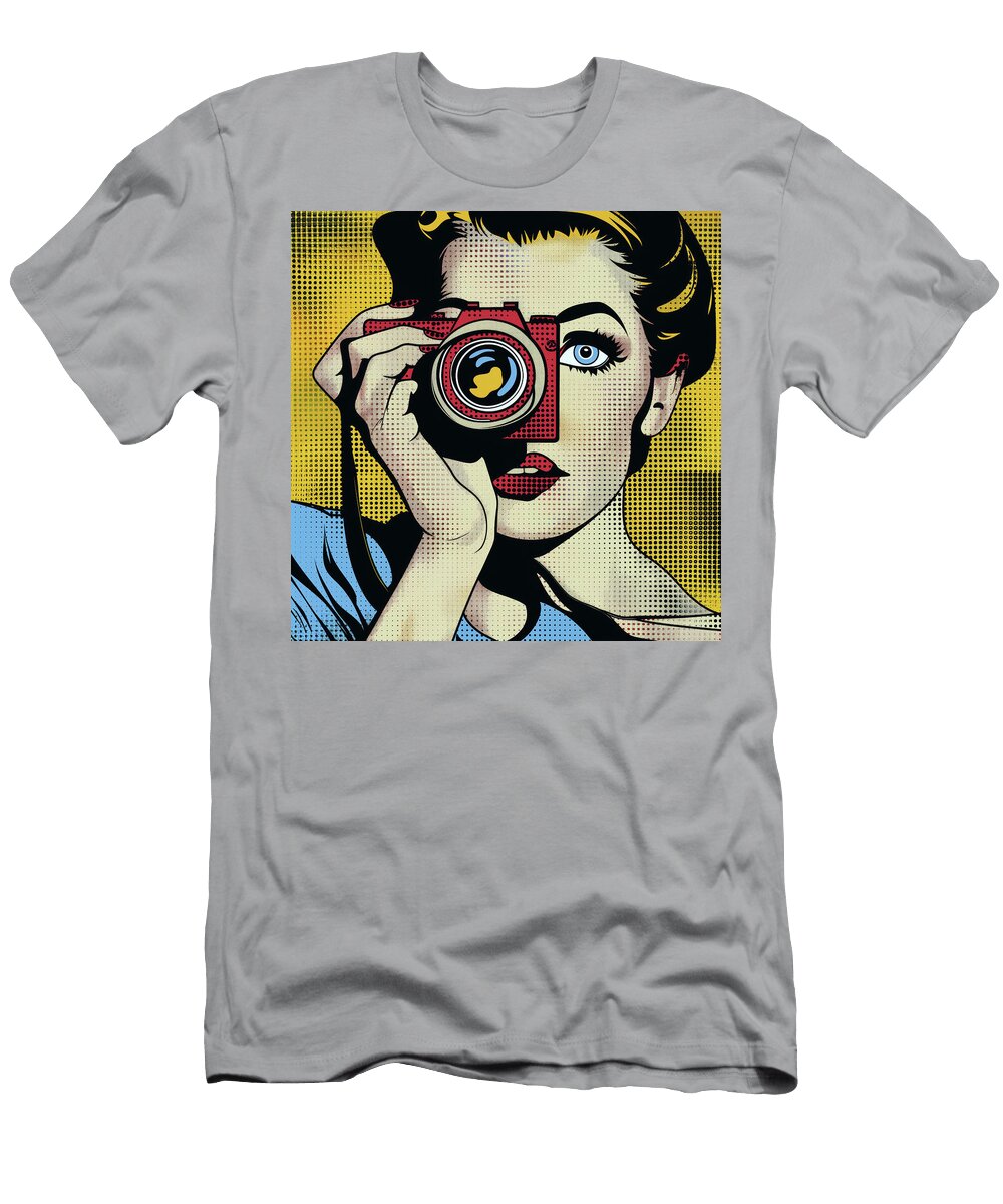 Holding a Camera Comic Book Art 72 Mad Paperairplanes T-Shirt