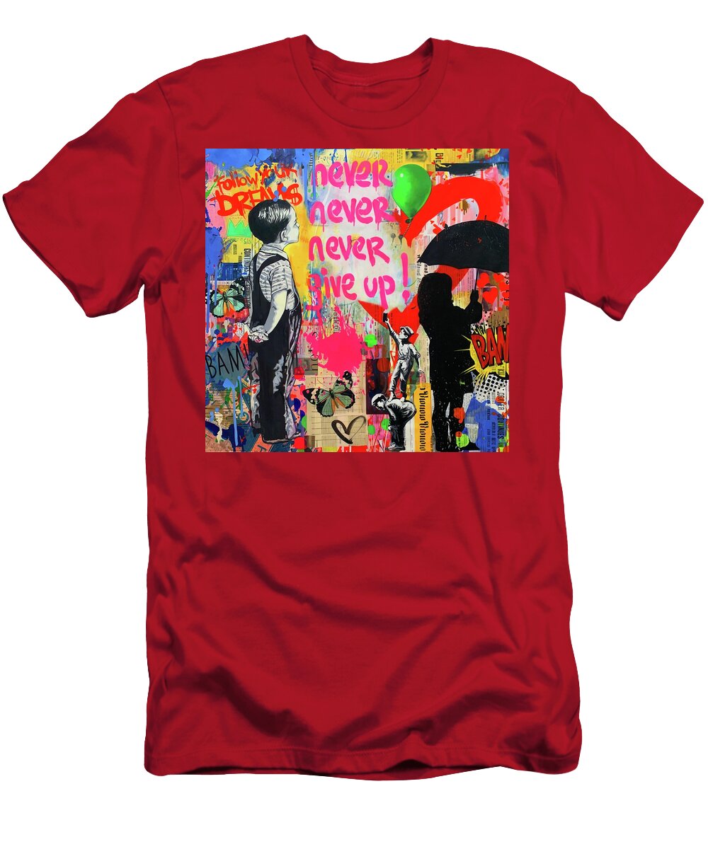 Hommage Banksy Never Give Up Ultra Hd Felix Von Altersheim T-Shirt