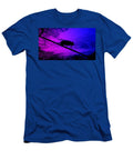 Housefly Sitting on a Wire Purple and Blue Halftone Pattern Nicko Prints T-Shirt