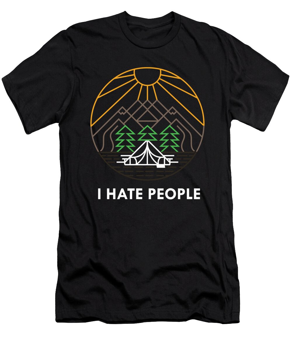 I Hate People Line Art Adventure Forest Mountain Thomas Larch T-Shirt