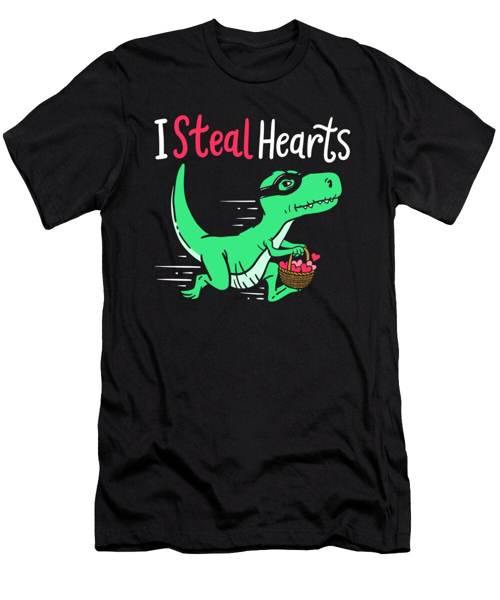 I Steal Hearts Dinosaur Dino T Rex Valentines Day Haselshirt T-Shirt
