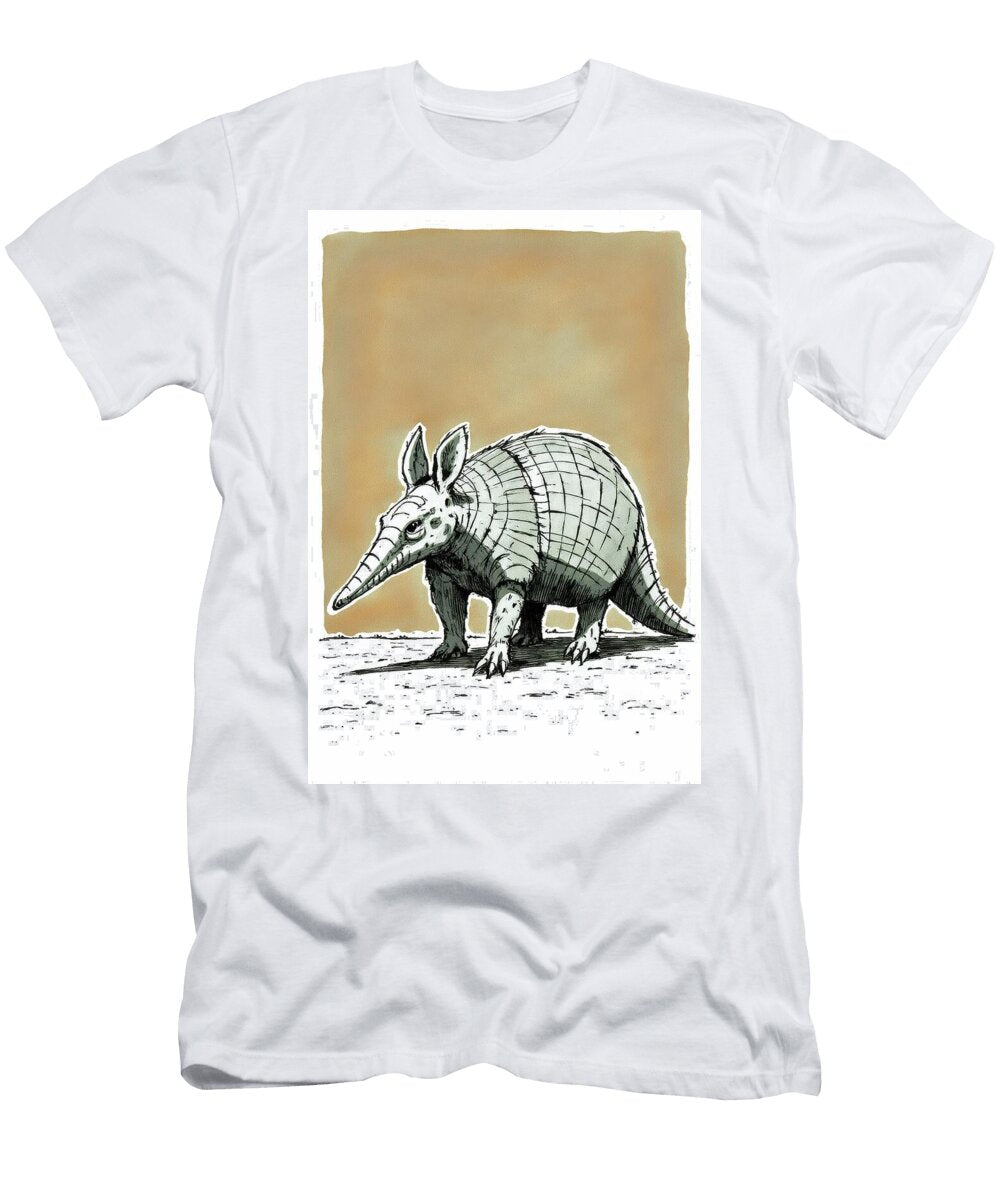 Illustrated Armadillo Standing in an Open Desert Environment Wall Art Prints T-Shirt