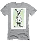 Ink Drawing of a Kangaroo Standing Upright with Large Ears Wall Art Prints T-Shirt