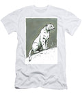 Ink Drawing of a Seated Wildcat on a Hill with Gray Backdrop Wall Art Prints T-Shirt