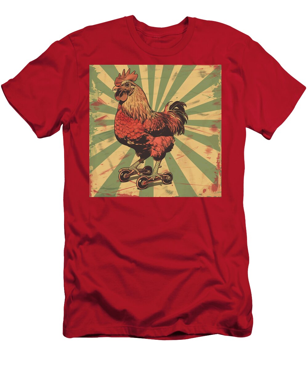 Inline Skating Chicken Comic Book Art 135 Mad Paperairplanes T-Shirt