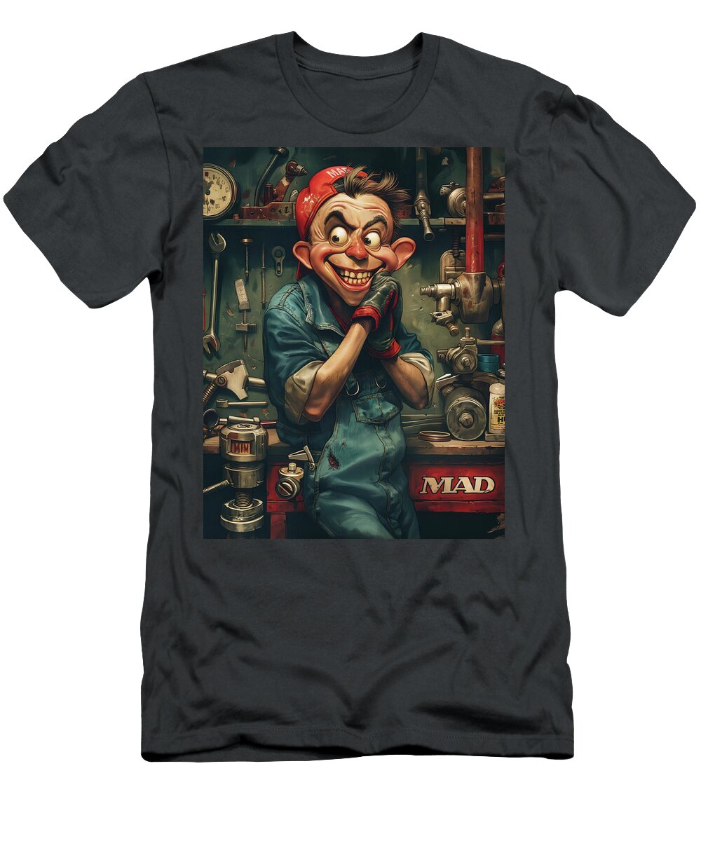 Insane Mechanic Mad Comic Book Cover 28 Mad Paperairplanes T-Shirt