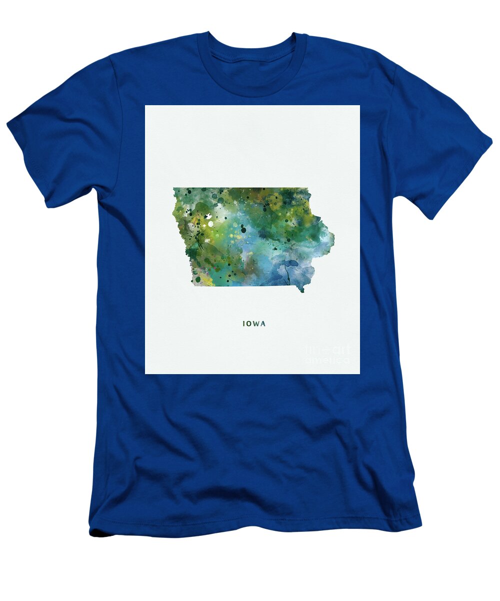 Iowa Map Monn Print T-Shirt